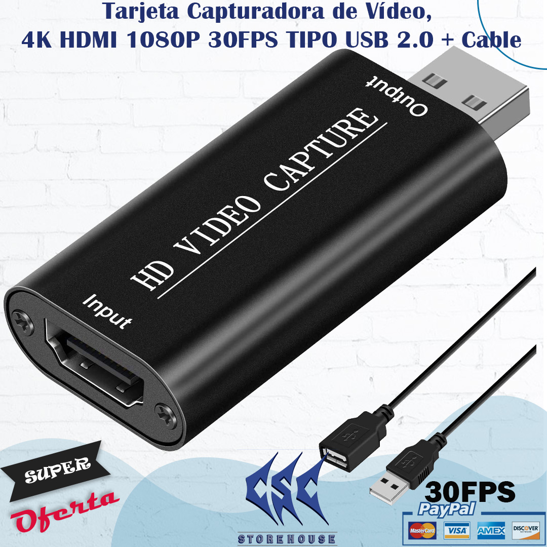 Tarjeta Capturadora De Vídeo 4k Hdmi 1080p 30fps Tipo Usb 2 0 Cable Csc Storehouse