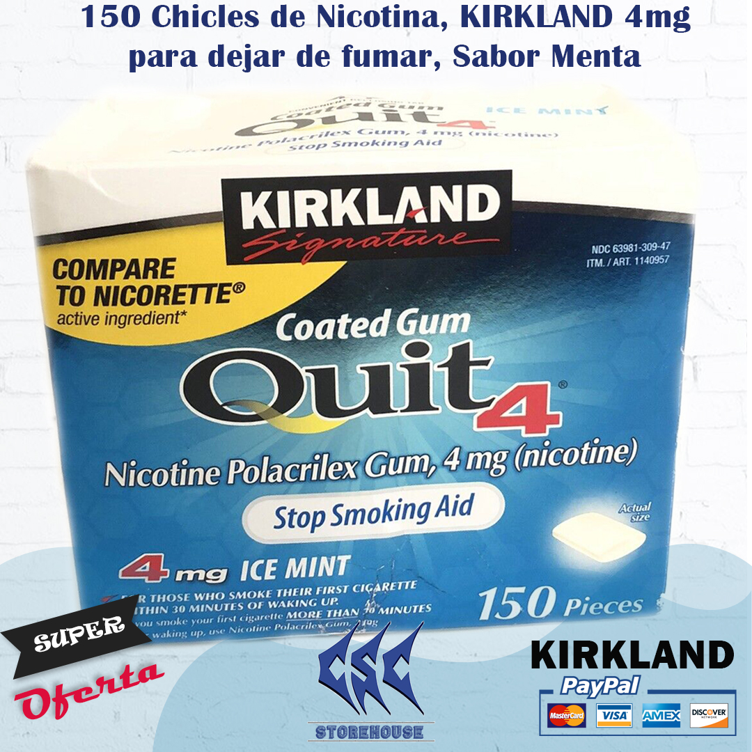 Kirkland Signature 150 Chicles de Nicotina para dejar de fumar, 4